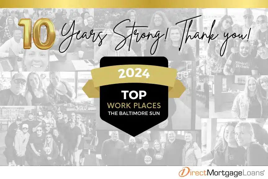 Top Workplaces 2025 Award Baltimore Sun Direct Mortgage Loans